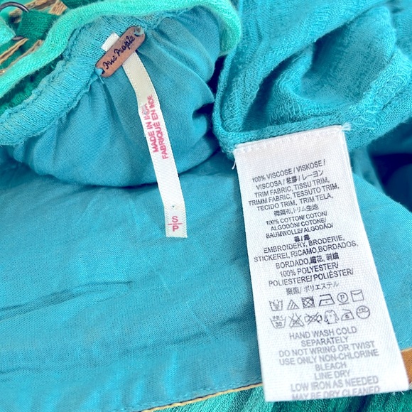 Free People l Teal Blue Bohemian Scarf Maxi Dress Music Festiva Whimsical Small - Picture 4 of 10